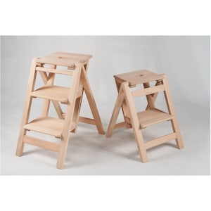 Handmade Wooden Folding Step Stool Ladder: Portable Kitchen Decor
