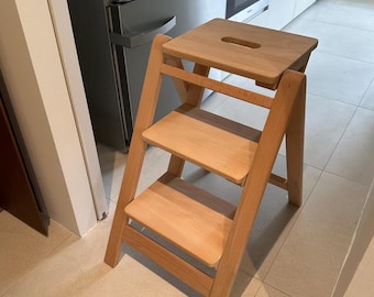 Step stool, Kitchen stool, Library ladder, Handmade stool, Foldable stool, Ladder, Wooden ladder AP3