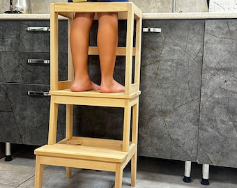 2-in-1 Toddler Kitchen Tower: Montessori Step Stool