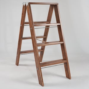 Handmade Wooden Folding Step Ladder: Kitchen & Library Stool