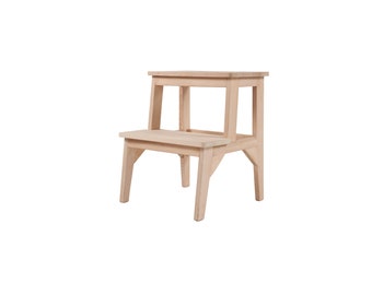 Sgabello aiutante, sgabello a gradini, supporto per caffè, scala in legno, sgabello per soggiorno, gradino per biblioteca, sgabello per piedi, sgabello portatile, sgabello per bambini, sgabello Niobe