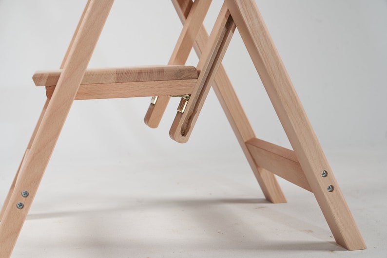 Handmade Wooden Folding Step Stool Ladder: Portable Kitchen Decor image 6