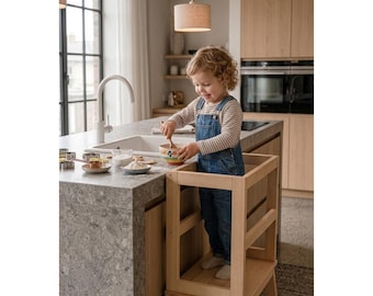 2-in-1 Toddler Kitchen Tower: Montessori Step Stool
