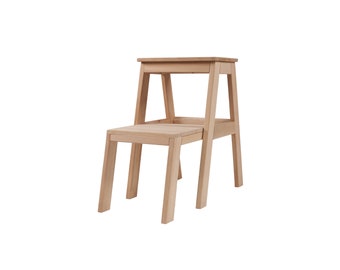 Step wooden stool, Library stool, Stool with drawers, Step ladder for kitchen, Kitchen stool, Toddler stool, Kids stool, Coffee stand, KARYA