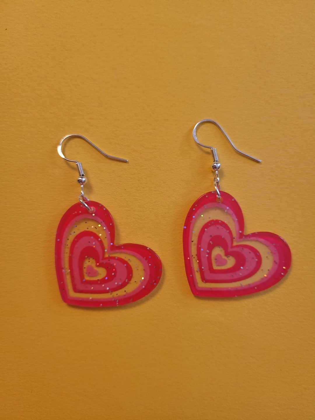 Pink Two-tone Love Heart Barbie Esq Earrings - Etsy