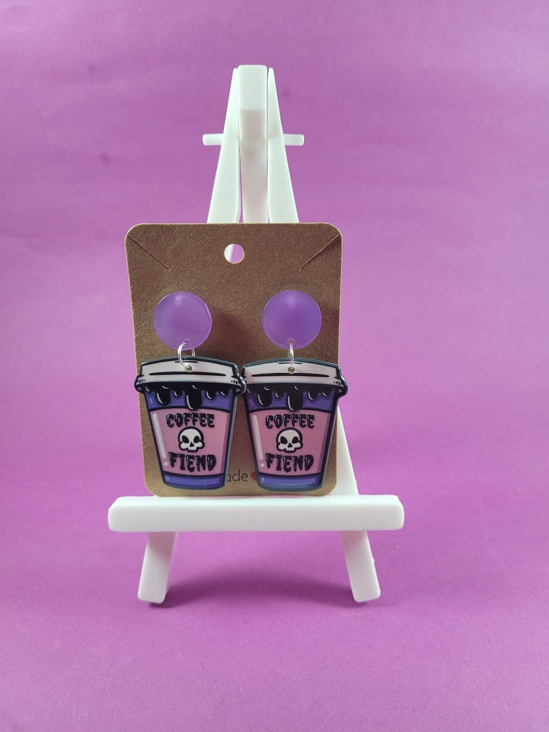 Coffee Fiend Coffee Lovers Earrings Barista Earrings Pink and Black