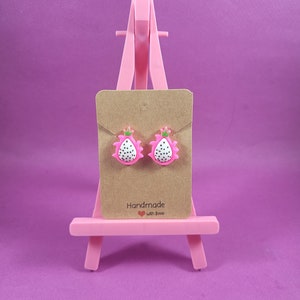 Dragonfruit Stud Earrings - Pink Fruit Jewelry for Summer Vibes