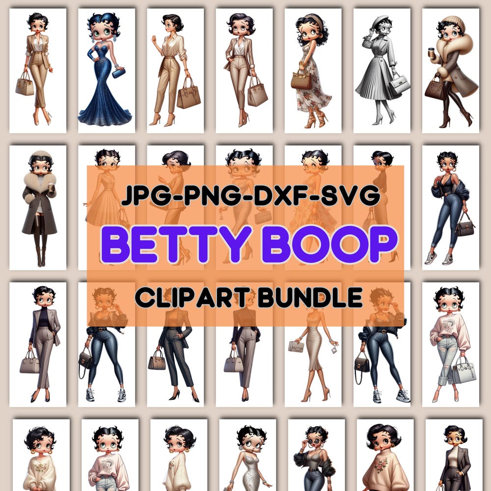 Alwaysky Style 100 Betty Boop Bundle Svg Png, Betty Boop Clipart, Betty Boop T-Shirt Design, Betty Boop Printable, Cricut Vector, Digital Download