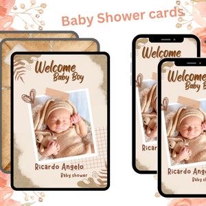 Brown Minimalist Welcome Baby Card