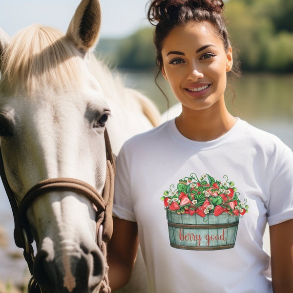 Chemise fraise cottage-chic : un cadeau délicieux pour les gourmets et un best-seller d'anniversaire inspiré du jardin, t-shirt pour la ferme et l'été