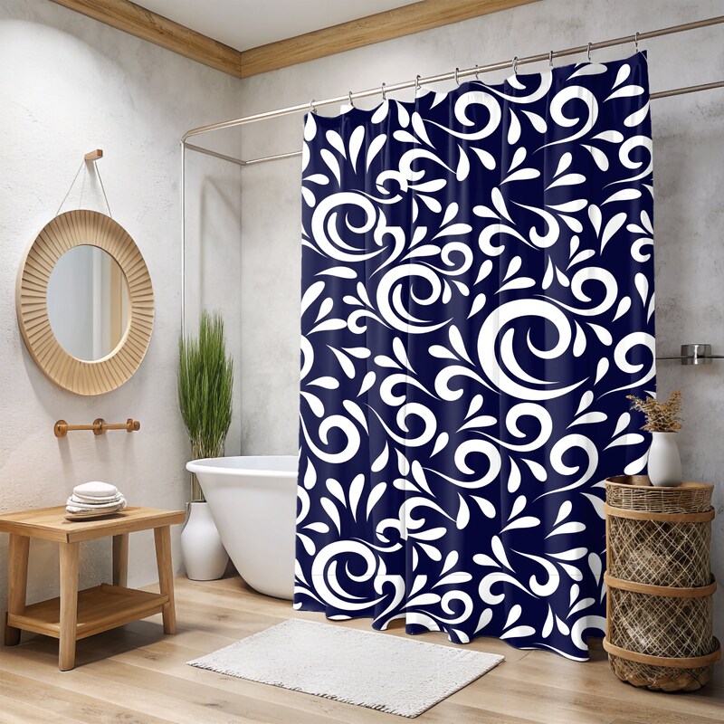 Navy Shower Curtain Liner