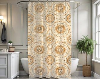 Beige Boho Shower Curtain