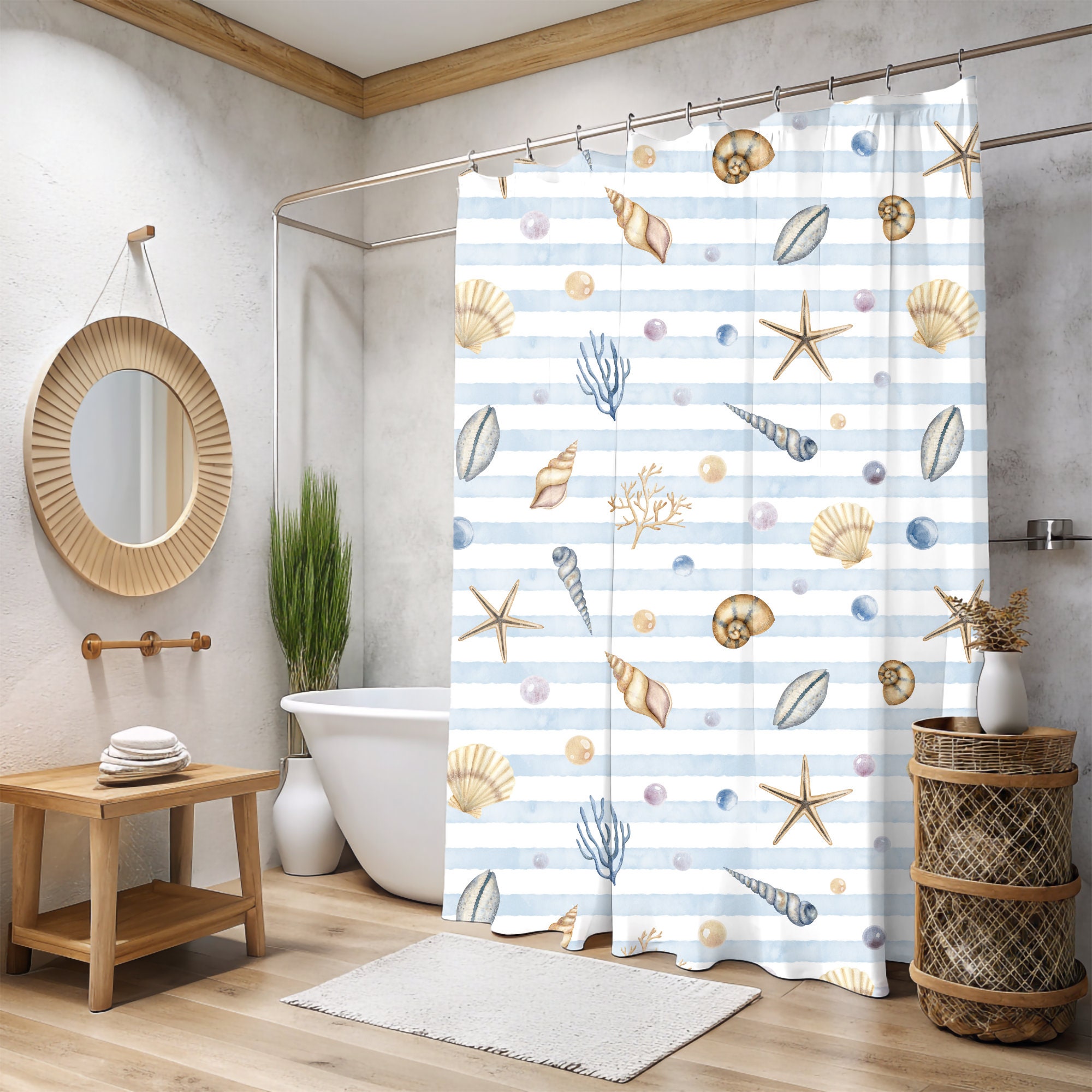 Seaside Splendor: Custom Beachy Room Decor Shower Curtain Dive Into