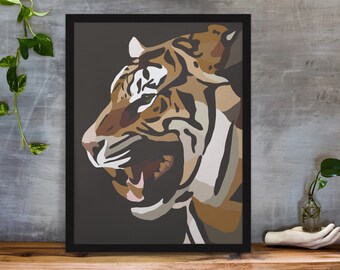 Stampa artistica astratta di tigre: decorazione murale moderna con animali (scaricabile)