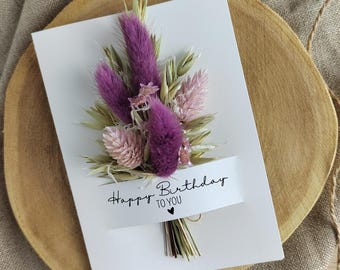 Geburtstagskarte mit Trockenblumenstrauß | besondere Grußkarte | Happy Birthday | Klappkarte | Geschenk versenden | Blumen versenden