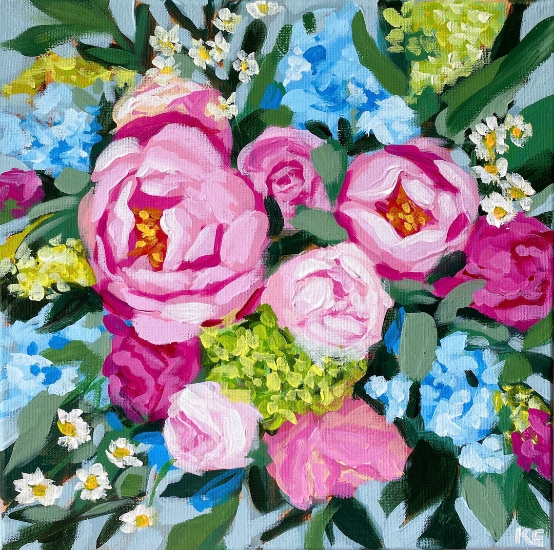 Original Floral Painting Acrylic Floral Painting Flower Etsy