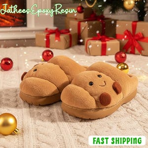 Furry Croissant Bread Fluffy Slippers, Cute Cartoon Foodie House Shoes, Cozy Winter Indoor Slides, Warm Non-Slip Couple Gift, Footwear