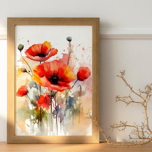 Poppy Flower Watercolour Poster FOR DIGITAL DOWNLOAD
