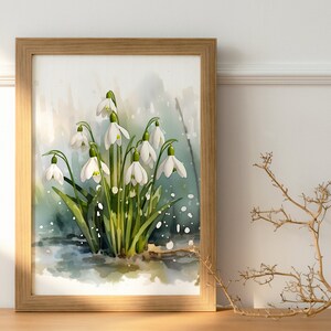 Snowdrop Flower Watercolour Poster FOR DIGITAL DOWNLOAD