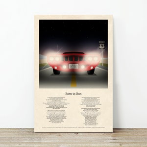 Born to Run Bruce Springsteen lyric poster unframed print only