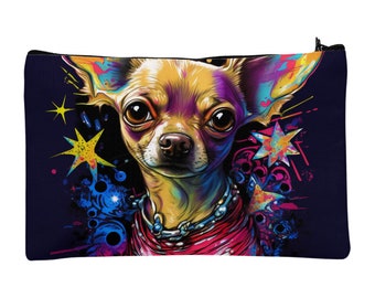Funny Chihuahua Makeup Bag - Dog Design Cosmetic Bag - Cool Print Makeup Pouch