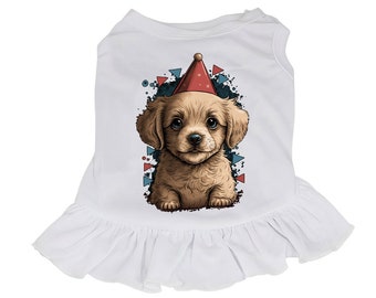 Cool Birthday Dog Sundress - Cute Kawaii Dog Dress Shirt - Party Dog Clothing