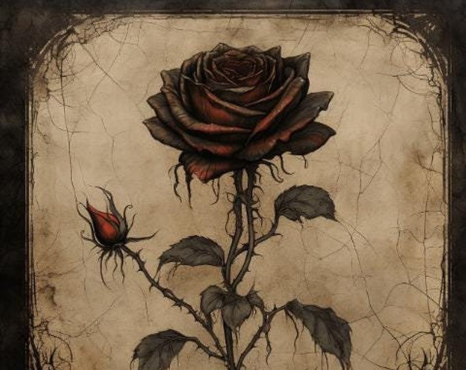 GOTHIC ROSE Customizable BIRTHDAY Invitation (5 x 7), Gothic Invitation, Rose Invitation, Gothic Customizable Birthday Card