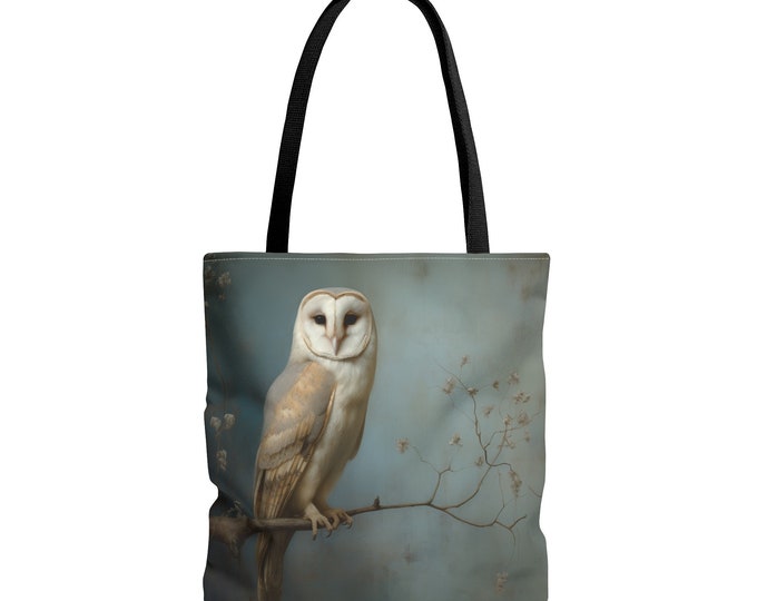 BARN OWL TOTE Bag (18 x 18), Fairycore Tote Bag, Fairycore Market Bag, Cottagecore Tote Bag, Cottagecore Market Bag
