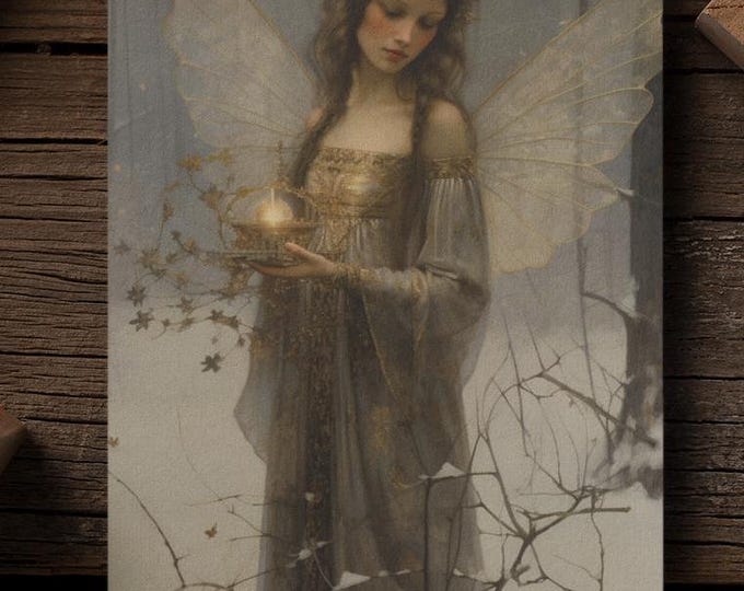 FAIRY CHRISTMAS POSTCARD, Fantasy Holiday Card, Fantasy Christmas Card, Fairy New Year Card, Whimsical Postcard, Magical Postcard Gift Her