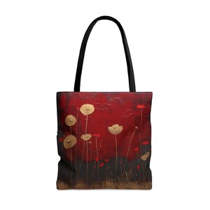 RED TOTE BAG (18 x 18), Red Flower Tote, Red Boho Tote, Fairycore Tote, Wildflower Market Bag, Wildflower Reusable Bag, Cottagecore Tote