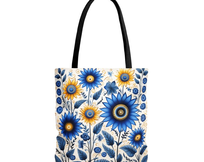 SUNFLOWER TOTE BAG Sunflower Market Bag Blue Bag, Blue Reusable Bag Sunflower Purse, Cottagecore Purse Boho Purse Sunflower Gift for Her