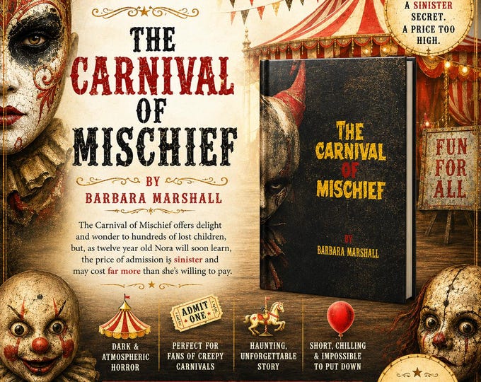 Carnival of Mischief by Barbara Marshall | Dark Carnival Horror Novel | Creepy Clown Book | Gothic Horror Paperback | Sinister Circus tale