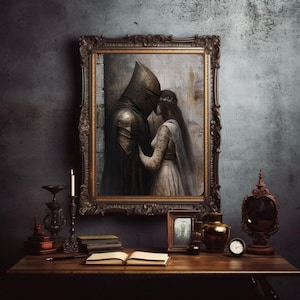 Knight Art, Medieval Knight Art, Gothic Art, Princess and Knight Decor, Goblincore Art, Fairycore Home Decor, Fantasy Print, Gothic Art