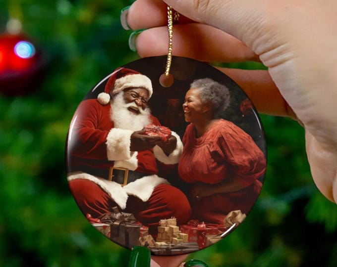 BLACK SANTA CLAUS Ornament, African American Interest Christmas Ornament, African American Santa, Afro Centric Christmas, Black Nativity