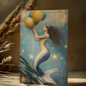 Meerjungfrau Geburtstagskarte (4 x 6), Meerjungfrau Postkarte, Meerjungfrau Kunst, Mermaidcore Mini Art, Fantasy Karte, wunderliche Karte, verzaubertes Geschenk für Sie
