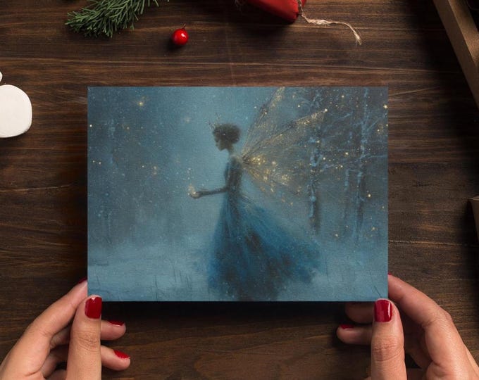 5 PACK Whimsical Fairy Holiday Card (5 x 7) Enchanted Christmas Greeting Card | Magical  Fairy Card| Fantasy Christmas Card, Fairy Christmas