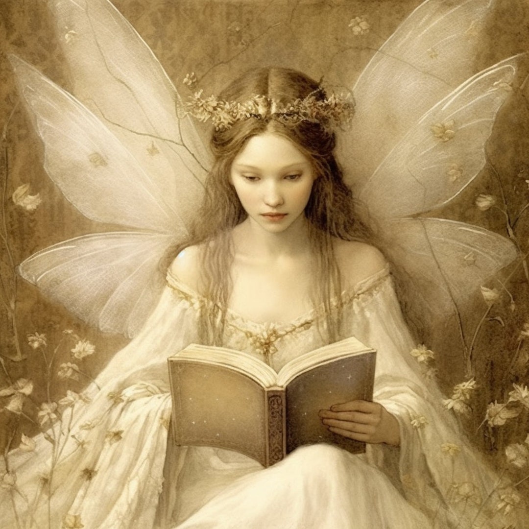 FAIRY READING A BOOK 1 Bonus Sticker 3inch A7 Fantasy Art, Mythical Art