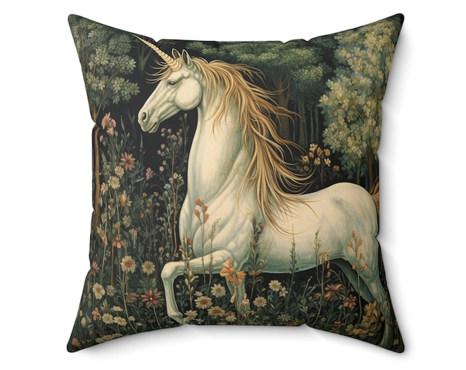 Double Sided UNICORN TAPESTRY PILLOW, Unicorn Tapestry Cushion, Unicorn Home Decor, Unicorn Pillow, Unicorn Room Accent