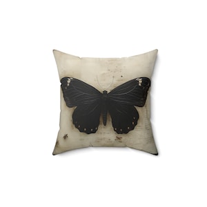 Black Moth Pillow Butterfly Pillow Dark Academia Pillow Goblincore Pillow Witchcore Pillow Gothic Fairycore Home Decor Fantasy Gift for Her