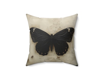 Black Moth Pillow Butterfly Pillow Dark Academia Pillow Goblincore Pillow Witchcore Pillow Gothic Fairycore Home Decor Fantasy Gift for Her