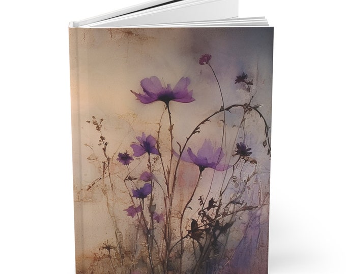 Purple Wildflower Hardcover Lined Journal/Diary/Notebook -- Cottagecore