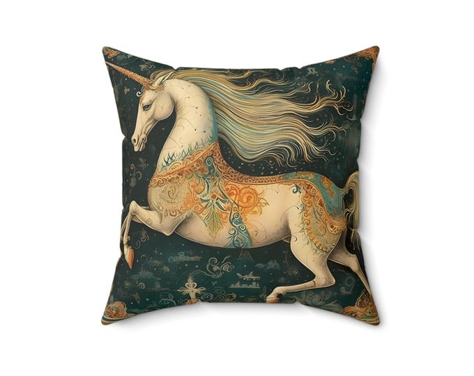 UNICORN THROW PILLOW (16 x 16), Fantasy Pillow, Fairytale Pillow, Enchanted Pillow, Children's Room Decor, Gift for Unicorn Lovers,