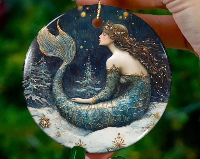 Mermaid Ornament, Fantasy Ornament, Siren Ornament, Christmas Decor, Holiday Gift, Mermaidcore, Gift for Her, Fantasy Christmas Decoration