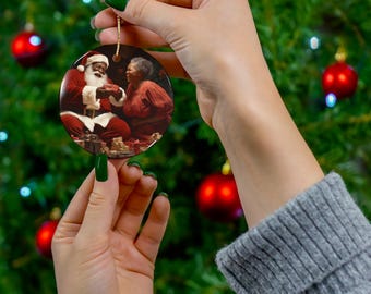 BLACK SANTA CLAUS Ornament, African American Interest Christmas Ornament, African American Santa, Afro Centric Christmas, Black Nativity