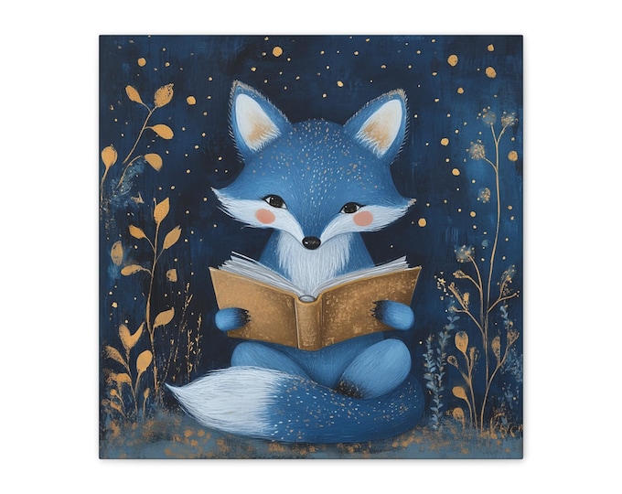 Reading Fox Nursery Art , Kids Room, Baby Shower Gift, Animal Print, Girls Bedroom Art, Boys Bedroom Art, Unisex Art