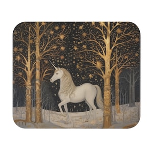 UNICORN MOUSE PAD, Winter Unicorn Mouse Pad, Unicorn Tapestry Mouse Pad, Fantasy Mouse Pad, Fairycore Mouse Pad