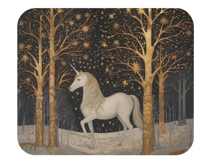 UNICORN MOUSE PAD, Winter Unicorn Mouse Pad, Unicorn Tapestry Mouse Pad, Fantasy Mouse Pad, Fairycore Mouse Pad