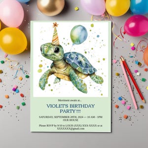 SEA TURTLE DIY digitale uitnodiging Templett Evite jongens verjaardagsfeestje Evite Turtle minnaar uitnodiging Unisex uitnodigen digitale verjaardag Evite bewerkbare