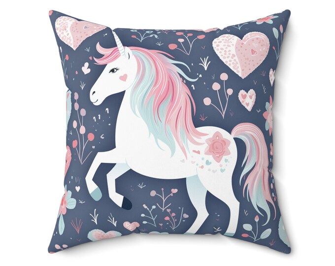UNICORN LOVE PILLOW (2 sizes 14 x 14 and 20 x 20) Unicorn Love Cushion, Unicorn Valentine's Day Pillow, Unicorn Valentine's Day Cushion