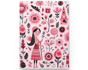 Girl's PINK HARDCOVER JOURNAL, Pink Hardcover Diary, Lined Pink Journal, Pink Notebook, Cheerful Journal ***Matching Tote Available!!!!!***